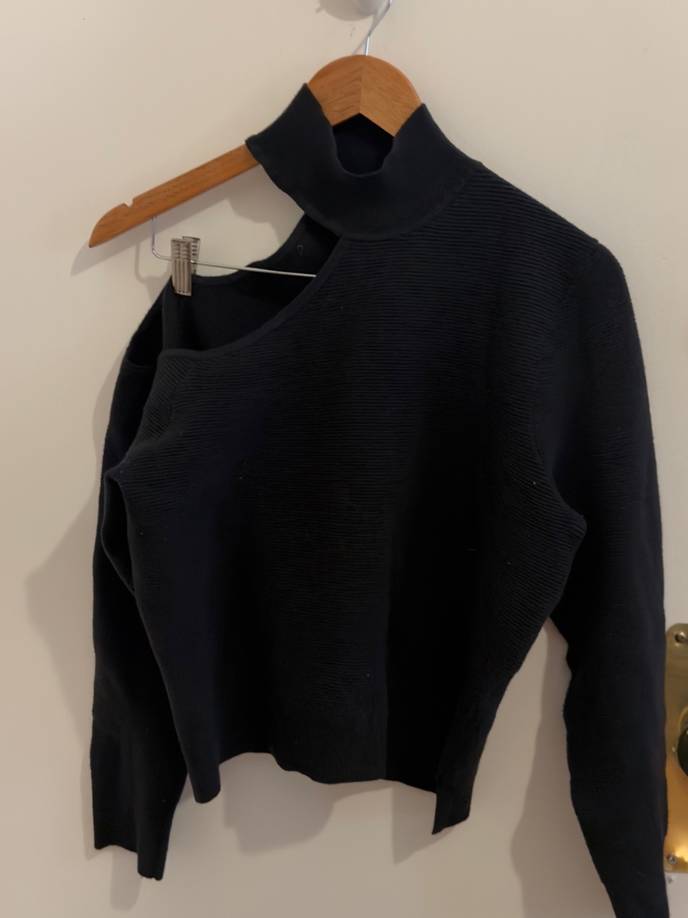 Abercrombie & Fitch Black Asymmetric Cutout Turtleneck Sweater